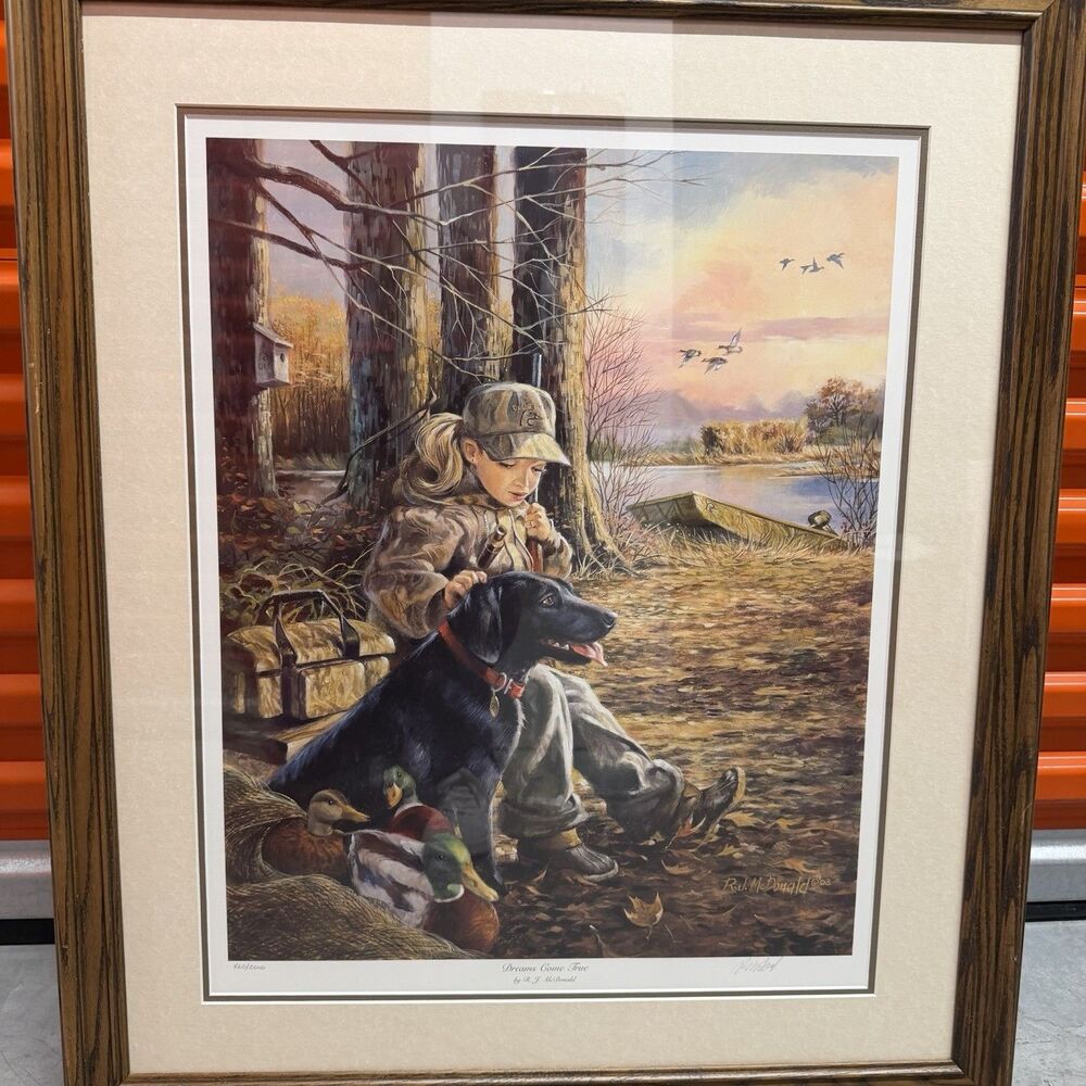 R.J. McDonald Dreams Come True Girl L Hunting Art Print Signed Ducks Unlimited